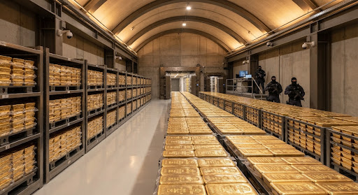 Interior of the gold depository shown in the design